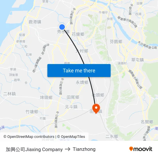 Jiaxing Company to Tianzhong map