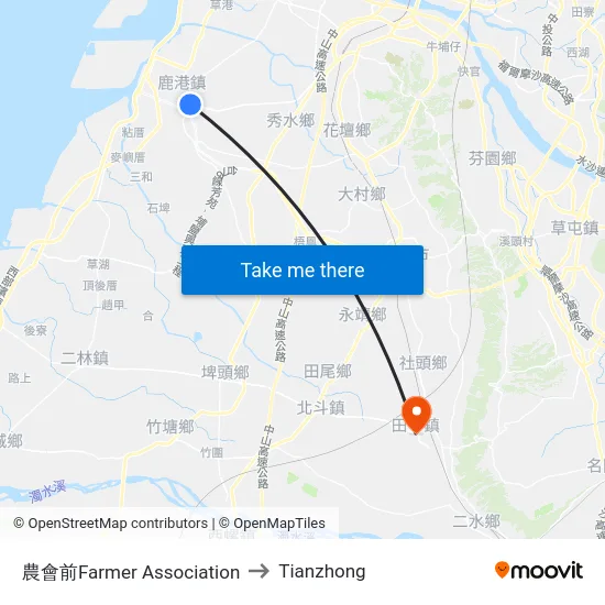 Farmer Association to Tianzhong map