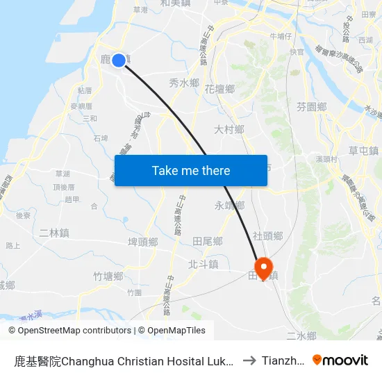 Changhua Christian Hospital Lukang Branch to Tianzhong map