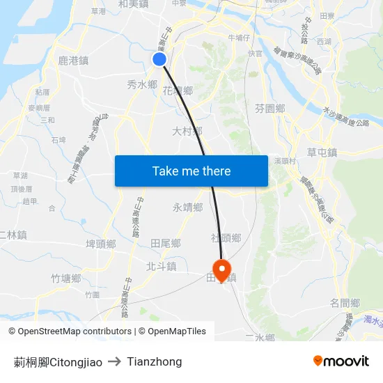 Citongjiao to Tianzhong map