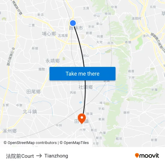 Court Front to Tianzhong map