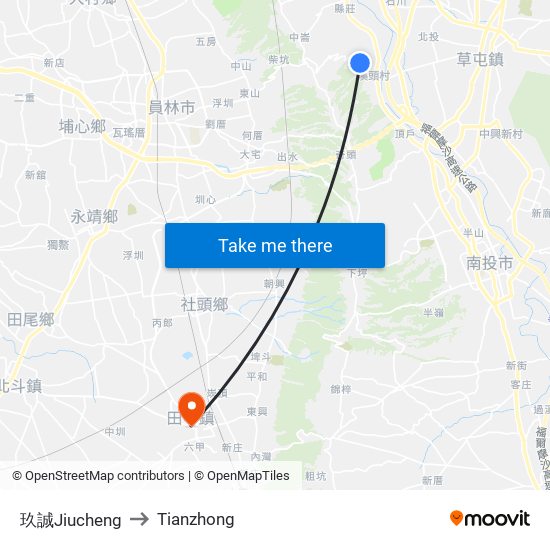 玖誠Jiucheng to Tianzhong map