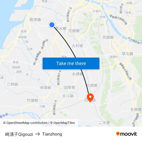 崎溝子Qigouzi to Tianzhong map