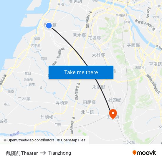 戲院前Theater to Tianzhong map