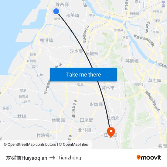 灰磘前Huiyaoqian to Tianzhong map