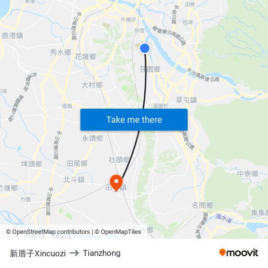 新厝子Xincuozi to Tianzhong map