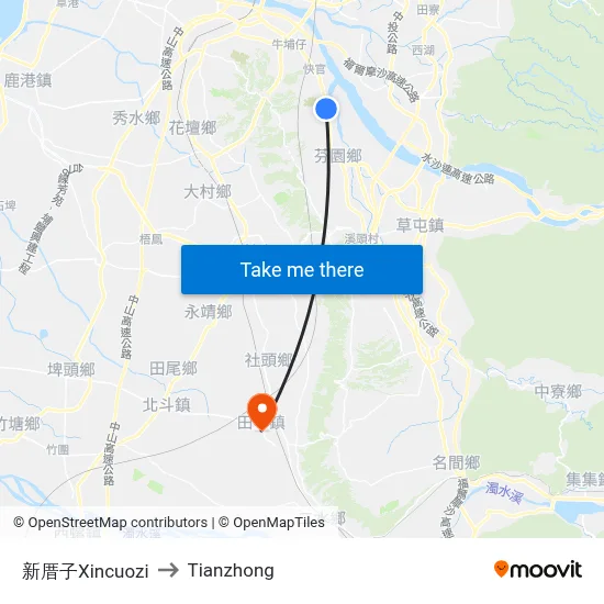 Xincuozi to Tianzhong map