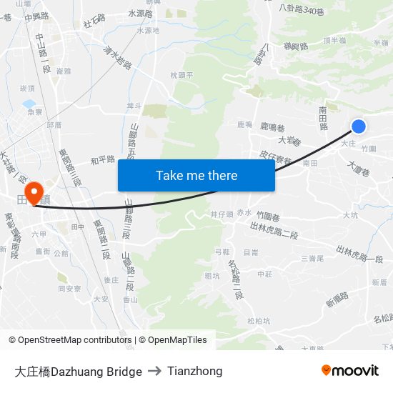 大庄橋Dazhuang Bridge to Tianzhong map