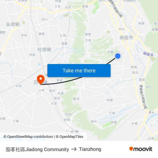 茄苳社區Jiadong Community to Tianzhong map