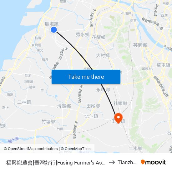 福興鄉農會[臺灣好行]Fusing Farmer's Association to Tianzhong map