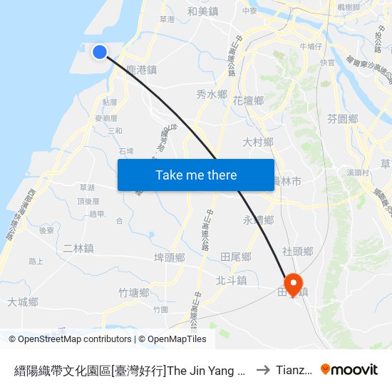 縉陽織帶文化園區[臺灣好行]The Jin Yang Ribbon Cultural Park to Tianzhong map