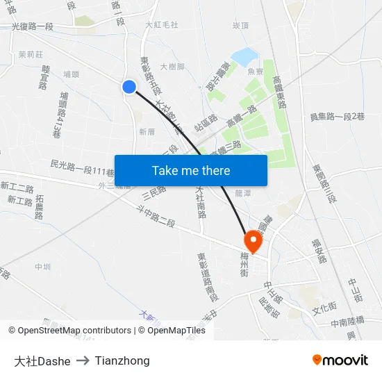 大社Dashe to Tianzhong map