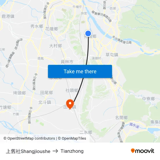 Shangjioushe to Tianzhong map