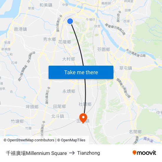 千禧廣場Millennium Square to Tianzhong map