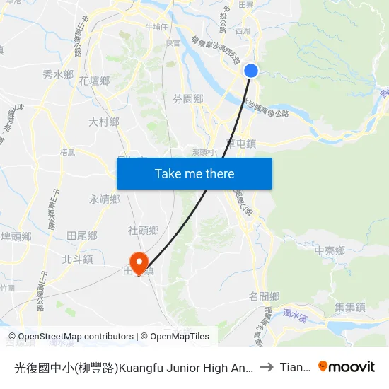 光復國中小(柳豐路)Kuangfu Junior High And Elementary School(Liufong Rd.) to Tianzhong map