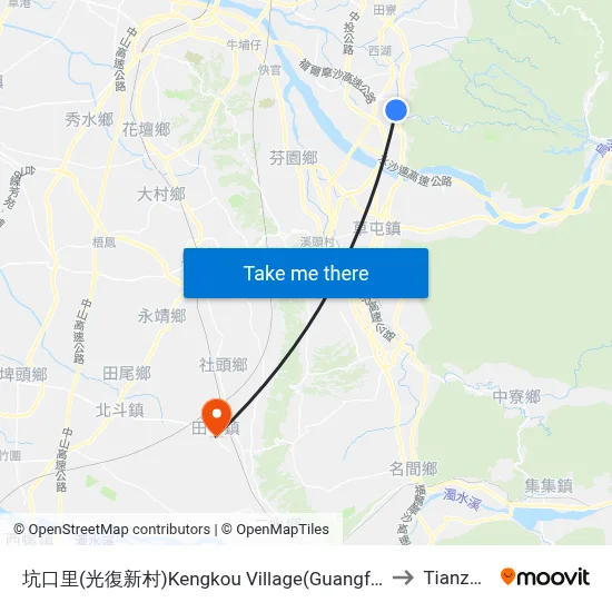 Kengkou Village (Guangfu Community) to Tianzhong map
