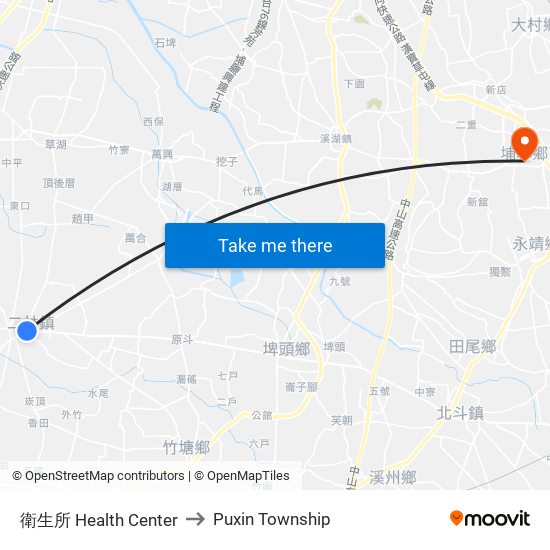 衛生所 Health Center to Puxin Township map