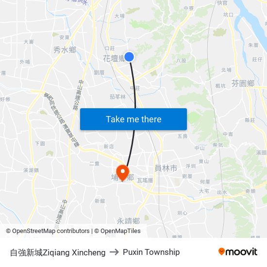 自強新城Ziqiang Xincheng to Puxin Township map