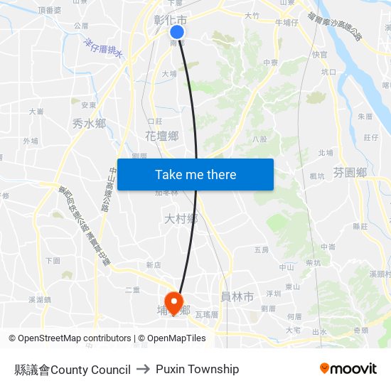 縣議會County Council to Puxin Township map