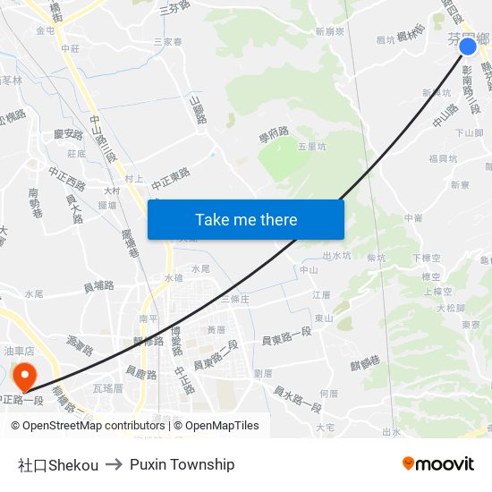 社口Shekou to Puxin Township map