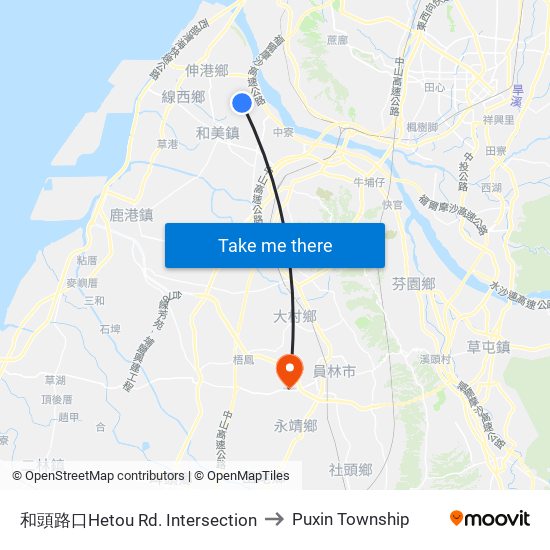 和頭路口Hetou Rd. Intersection to Puxin Township map