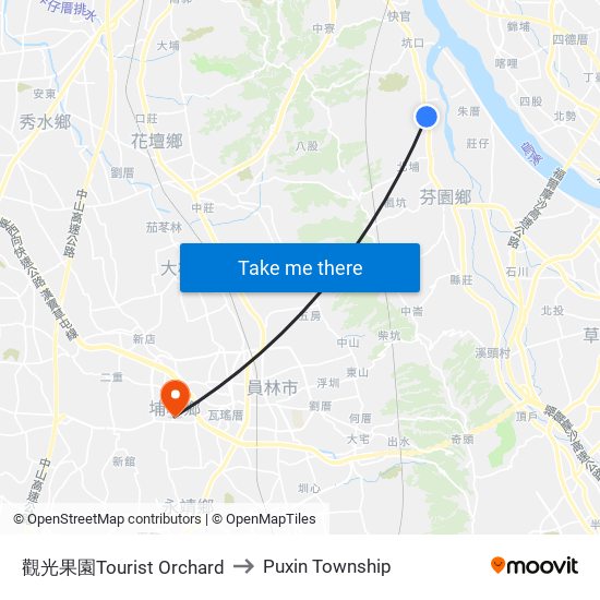 觀光果園Tourist Orchard to Puxin Township map