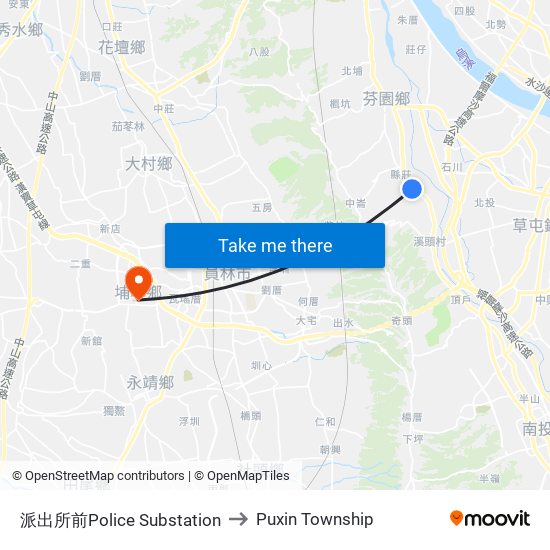 派出所前Police Substation to Puxin Township map