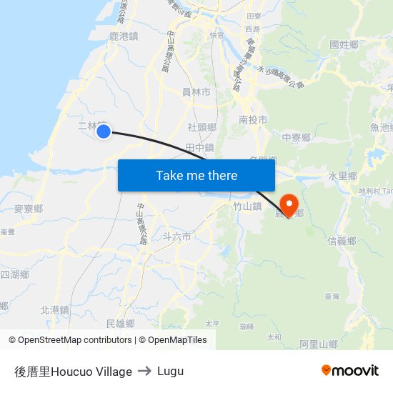 後厝里Houcuo Village to Lugu map