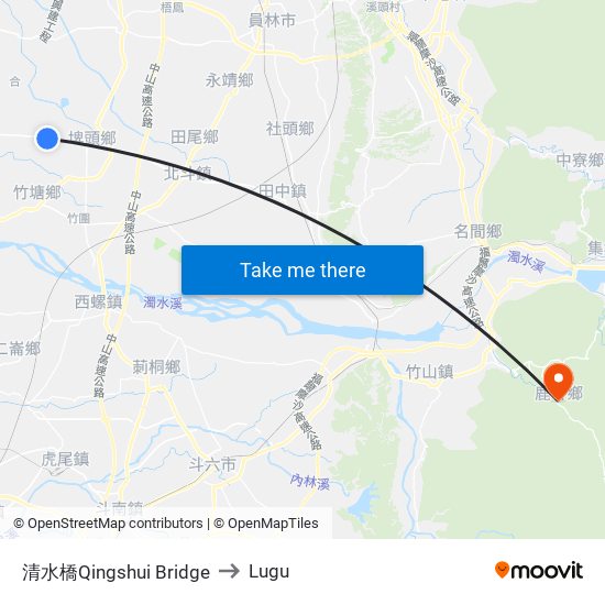 清水橋Qingshui Bridge to Lugu map