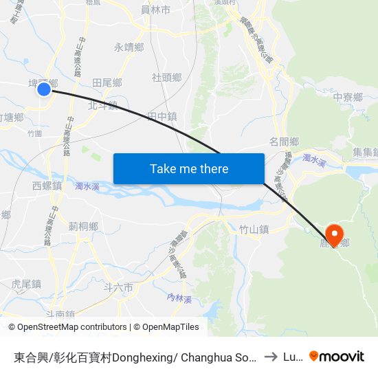 東合興/彰化百寶村Donghexing/ Changhua Souvenir Center to Lugu map