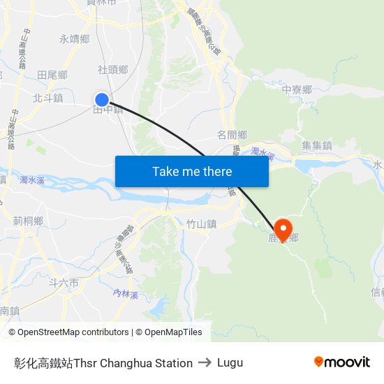 彰化高鐵站Thsr Changhua  Station to Lugu map