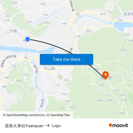 源泉火車站Yuanquan to Lugu map