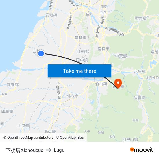 下後厝Xiahoucuo to Lugu map