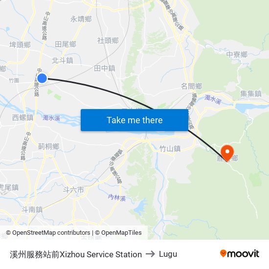 溪州服務站前Xizhou Service Station to Lugu map