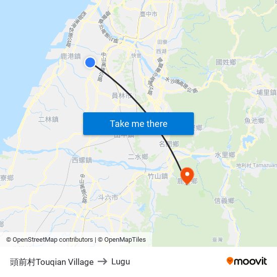 頭前村Touqian Village to Lugu map