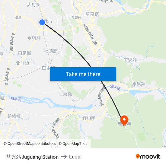 莒光站Juguang Station to Lugu map