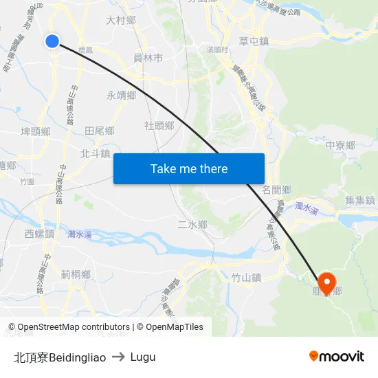 Beidingliao to Lugu map