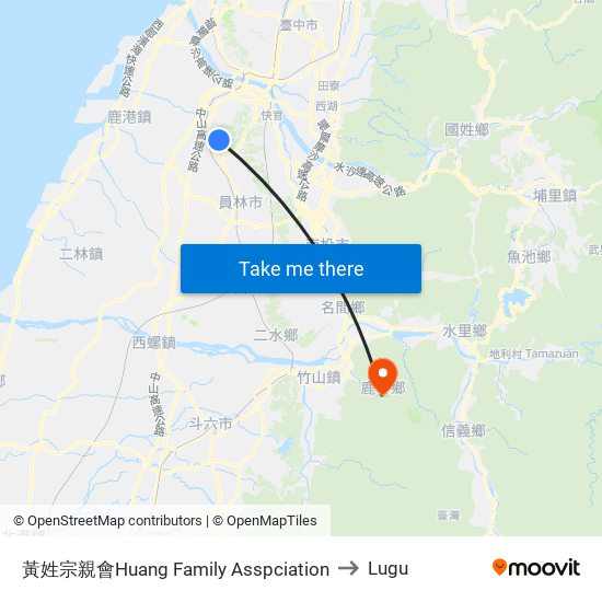 黃姓宗親會Huang Family Asspciation to Lugu map