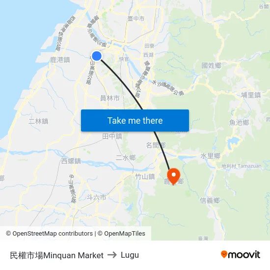 民權市場Minquan Market to Lugu map