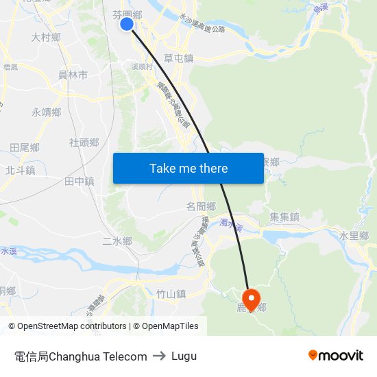 電信局Changhua Telecom to Lugu map