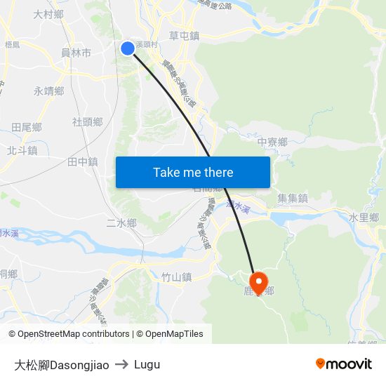 大松腳Dasongjiao to Lugu map