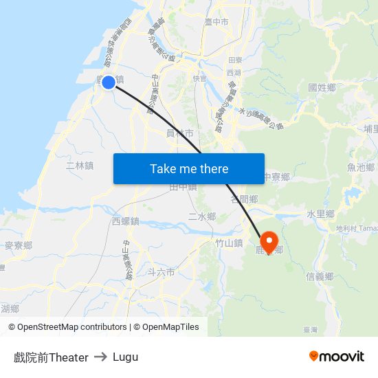 戲院前Theater to Lugu map