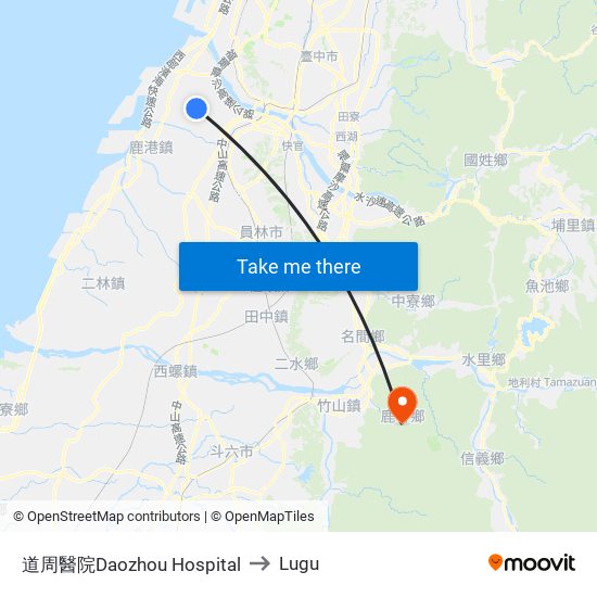 道周醫院Daozhou Hospital to Lugu map