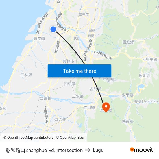 彰和路口Zhanghuo Rd. Intersection to Lugu map
