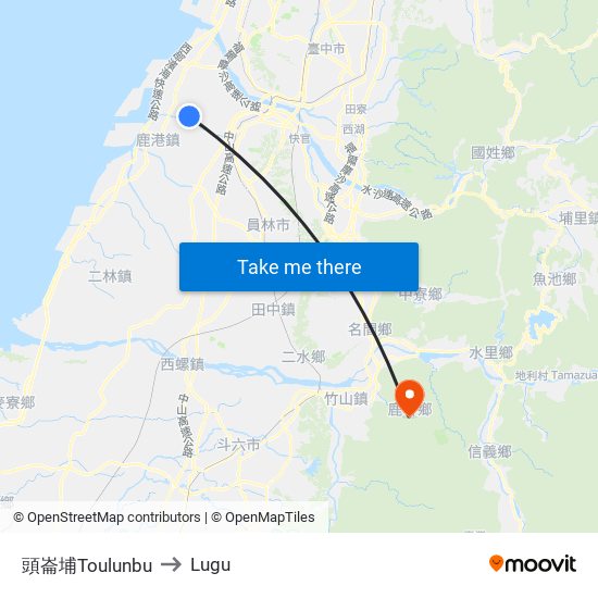 頭崙埔Toulunbu to Lugu map