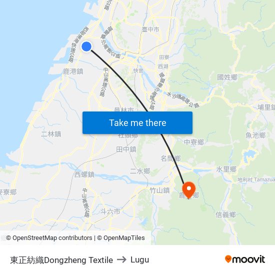 東正紡織Dongzheng Textile to Lugu map