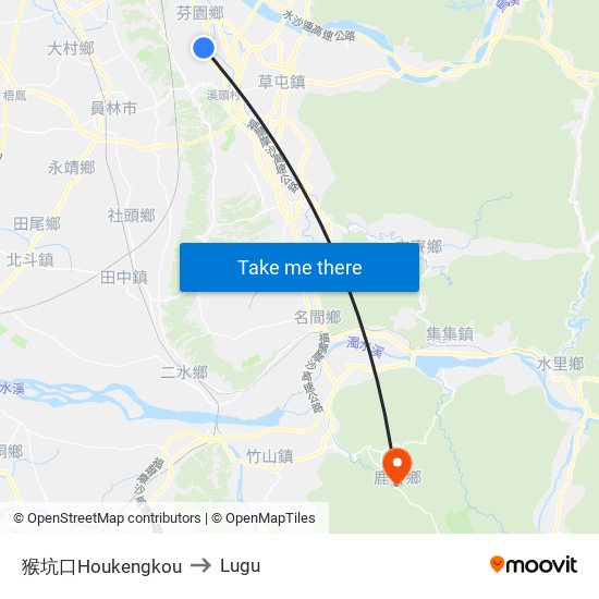 猴坑口Houkengkou to Lugu map