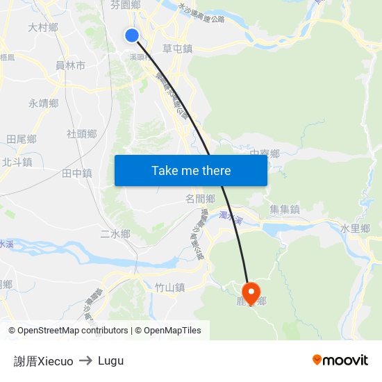 謝厝Xiecuo to Lugu map