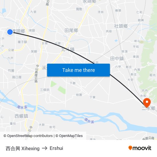 西合興 Xihexing to Ershui map