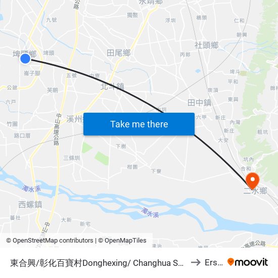 東合興/彰化百寶村Donghexing/ Changhua Souvenir Center to Ershui map